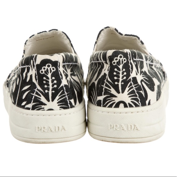 Prada Slip On Round Toe Tropical Print Sneakers - Picture 2 of 5